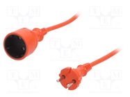 Extension lead; 2x1mm2; Sockets: 1; PVC; orange; 15m; 10A PLASTROL