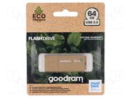 Pendrive; Eco Friendly,USB 3.2; 64GB; R: 60MB/s; W: 20MB/s; brown GOODRAM