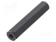 Screwed spacer sleeve; hexagonal; polyamide; M2; L: 25mm; black DREMEC