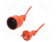 Extension lead; 2x1mm2; Sockets: 1; PVC; orange; 20m; 10A KEL