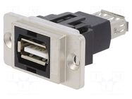 Coupler; DUALSLIM; gold-plated; USB A socket,both sides; USB 2.0 CLIFF