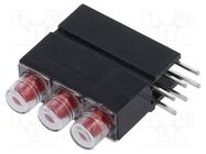 LED; in housing; 3.9mm; No.of diodes: 3; red; 20mA; 60°; 1.2÷4mcd MENTOR