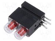 LED; in housing; 3.9mm; No.of diodes: 2; red; 20mA; 60°; 1.2÷4mcd MENTOR