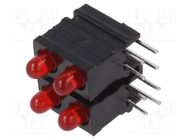 LED; in housing; 2.8mm; No.of diodes: 4; red; 20mA; 60°; 1.2÷4mcd 