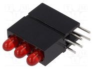 LED; in housing; 2.8mm; No.of diodes: 3; red; 20mA; 60°; 1.2÷4mcd MENTOR