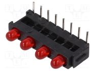 LED; in housing; 2.8mm; No.of diodes: 4; red; 20mA; 60°; 15÷30mcd MENTOR