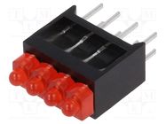 LED; in housing; 1.8mm; No.of diodes: 4; red; 20mA; 70°; 1÷5mcd 