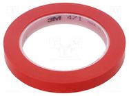 Tape: marking; red; L: 33m; W: 12mm; Thk: 0.13mm; 2.5N/cm; 130% 3M