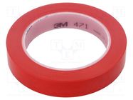 Tape: marking; red; L: 33m; W: 19mm; Thk: 0.13mm; 2.5N/cm; 130% 