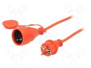 Extension lead; 3x1.5mm2; Sockets: 1; PVC; orange; 15m; 10A JONEX