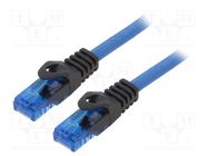 Patch cord; U/UTP; 6a; wire; Cu; blue; 1m; RJ45 plug,both sides LOGILINK