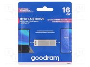 Pendrive; USB 3.2; 16GB; R: 60MB/s; W: 20MB/s; silver; USB A GOODRAM