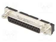 D-Sub; PIN: 25; socket; female; for panel mounting; straight; 5A AMPHENOL COMMUNICATIONS SOLUTIONS