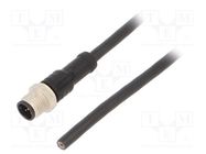 Connection lead; M12; PIN: 5; straight; 5m; plug; 60VAC; 4A; M12A AMPHENOL LTW