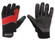 Protective gloves; Size: 10; black-red; microfiber,plastic LAHTI PRO