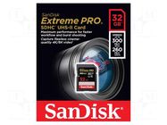 Memory card; Extreme Pro; SDHC; R: 300MB/s; W: 260MB/s; 32GB SANDISK