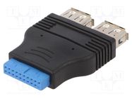 Adapter; USB 3.0 19pin,USB A socket x2 AKYGA