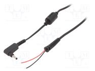 Cable; 2x0.5mm2; wires,DC 4,0/1,35 plug; angled; black; 1.2m AKYGA