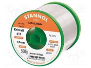 Tin; lead free; Sn99,3Cu0,7+NiGe; 1mm; 500g; reel; 2.5%; Flux: SW26 