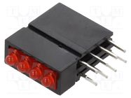 LED; in housing; 1.8mm; No.of diodes: 4; red; 20mA; 70°; 1÷5mcd 