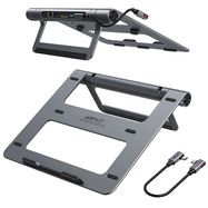 Acefast HUB multifunctional laptop stand USB Type C - 2x USB 3.2 Gen 1 (3.0, 3.1 Gen 1) / TF, SD / HDMI 4K@60Hz / RJ45 1Gbps / PD 3.0 100W (20V/5A) gray (E5 Plus space gray), Acefast