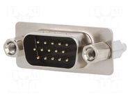 D-Sub HD; PIN: 15; socket; male; for panel mounting; straight; 2.5A AMPHENOL COMMUNICATIONS SOLUTIONS