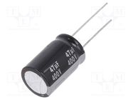 Capacitor: electrolytic; THT; 47uF; 400VDC; Ø16x25mm; Pitch: 7.5mm PANASONIC