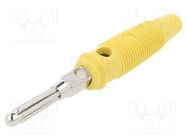 Connector: 4mm banana; plug; 16A; 60VDC; yellow; non-insulated; 3mΩ HIRSCHMANN T&M