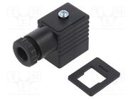 Plug for coil; PIN: 3; black; 0÷230V; IP65; A: 20.8mm; B: 28.5mm PNEUMAT