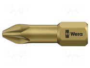 Screwdriver bit; Pozidriv®; PZ2; 1/4"; Overall len: 25mm WERA