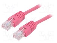 Patch cord; U/UTP; 5e; stranded; CCA; PVC; pink; 5m; 26AWG GEMBIRD