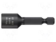 Screwdriver bit; 6-angles socket; HEX 10mm; Overall len: 65mm WERA