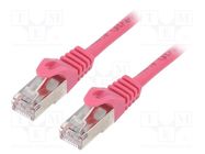 Patch cord; F/UTP; 6; stranded; CCA; PVC; pink; 5m; RJ45 plug; 26AWG 