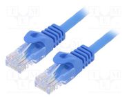 Patch cord; U/UTP; 6; stranded; CCA; PVC; blue; 0.25m; 26AWG GEMBIRD