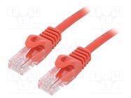 Patch cord; U/UTP; 6; stranded; CCA; PVC; red; 0.5m; 26AWG GEMBIRD