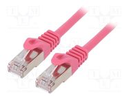 Patch cord; F/UTP; 6; stranded; CCA; PVC; pink; 1m; RJ45 plug; 26AWG 