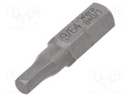 Screwdriver bit; Hex Plus key; HEX 9/64"; Overall len: 25mm WERA