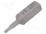 Screwdriver bit; Hex Plus key; HEX 1/16"; Overall len: 25mm WERA