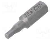 Screwdriver bit; Hex Plus key; HEX 7/64"; Overall len: 25mm WERA