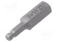 Screwdriver bit; hex key,spherical; HEX 1/8"; Overall len: 25mm WERA