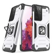 Wozinsky Ring Armor tough hybrid case cover + magnetic holder for Samsung Galaxy S22 Ultra silver, Wozinsky