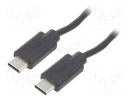 Cable; USB 2.0; USB C plug,both sides; 3m; black QOLTEC