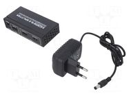 Splitter; HDMI 2.0; black; Input: DC socket,HDMI socket QOLTEC