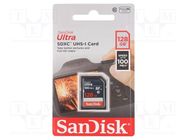 Memory card; Ultra; SDXC; R: 100MB/s; Class 10 UHS U1; 128GB SANDISK