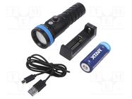 Torch: LED diving; L: 146mm; 400lm,800lm,1600lm; Ø: 46mm; IPX8 XTAR