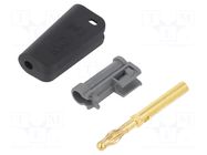 Connector: 4mm banana; plug; 32A; black; gold-plated STÄUBLI