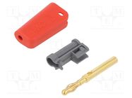 Connector: 4mm banana; plug; 32A; red; gold-plated; on cable STÄUBLI