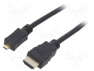 Cable; HDMI 2.0; HDMI plug,micro HDMI plug; PVC; Len: 1m; black 