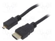 Cable; HDMI 2.0; HDMI plug,micro HDMI plug; PVC; Len: 5m; black 