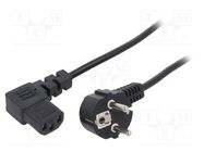 Cable; 3x0.75mm2; CEE 7/7 (E/F) plug angled,IEC C13 female 90° ESPE